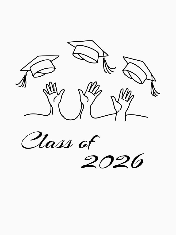 Class of 2026 T-Shirt – Minimal Graduation Caps Toss Line Art Senior Shirt by FestivityFinds