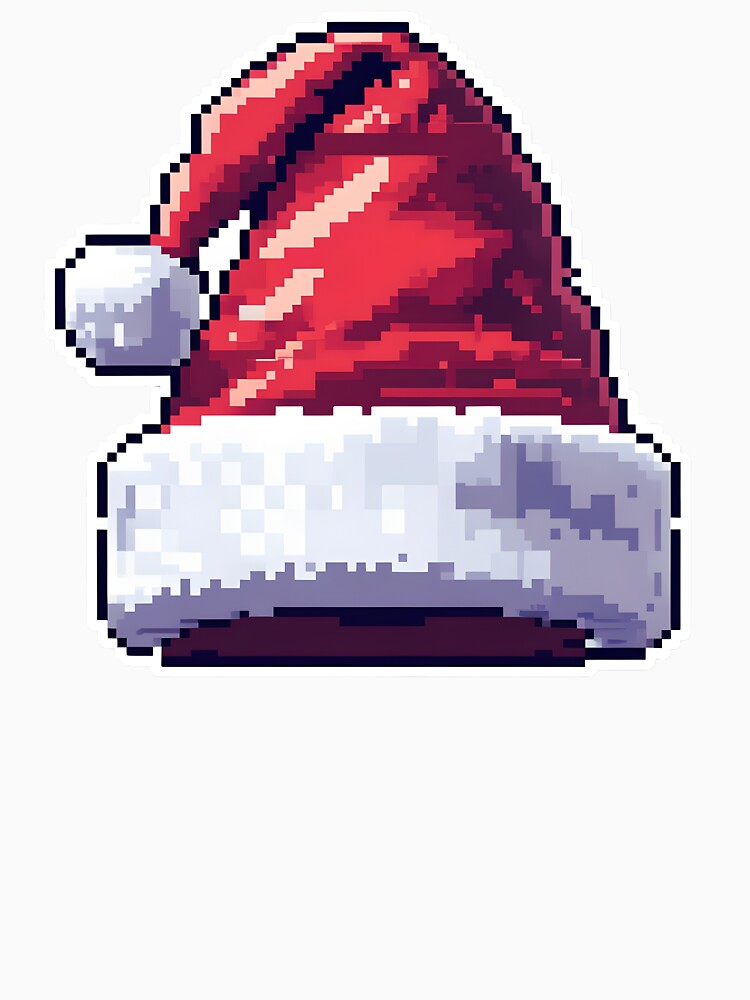 Cute Pixel Santa Hat with Fluffy Trim by BankMano