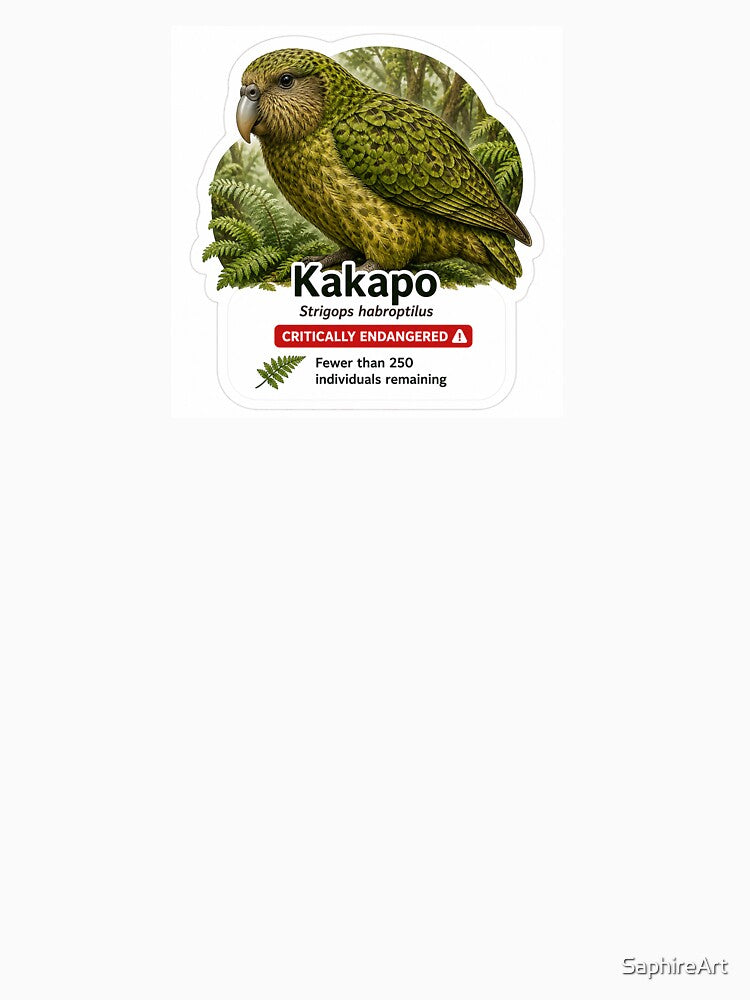 Kakapo – Critically Endangered Parrot Wildlife Sticker by SaphireArt