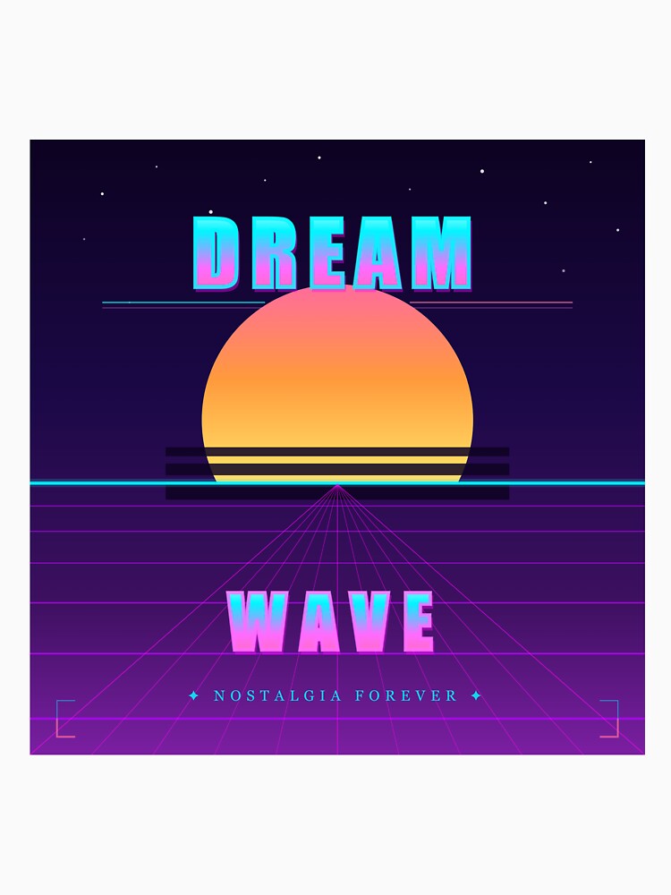 Dream Wave 80s Retro Vaporwave Neon Sunset Grid Aesthetic by Mega-Shopping