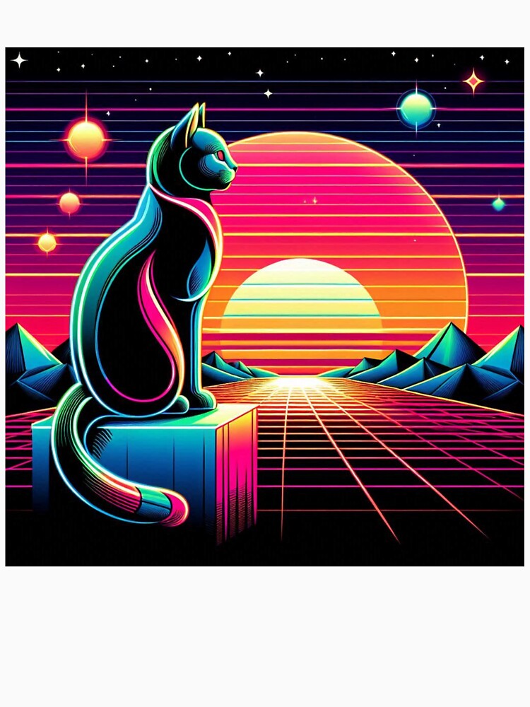 Retro Futuristic Cat in Neon Dreamscape by Dogandesighn