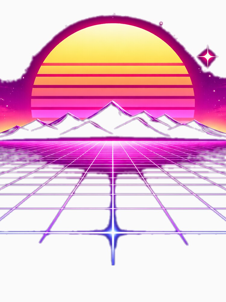 Neon Retro Sunset Synthwave Horizo by Sadia  Jannat
