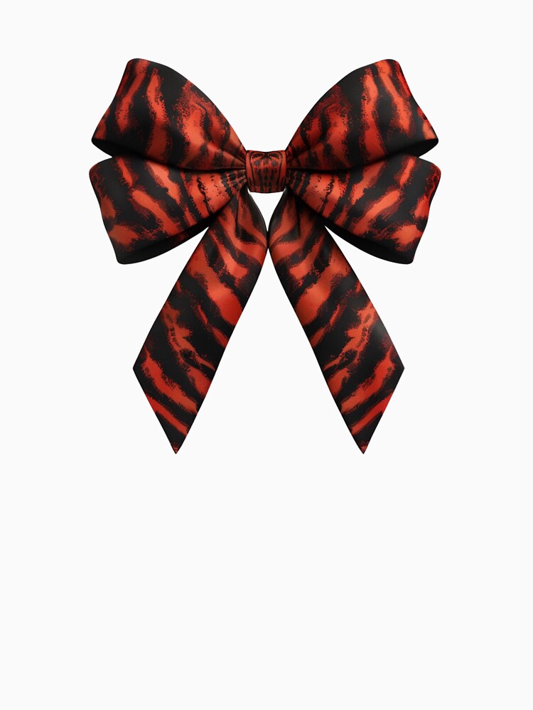 Aesthetic Cute Red Tiger Print Bow by DigitalLegends1