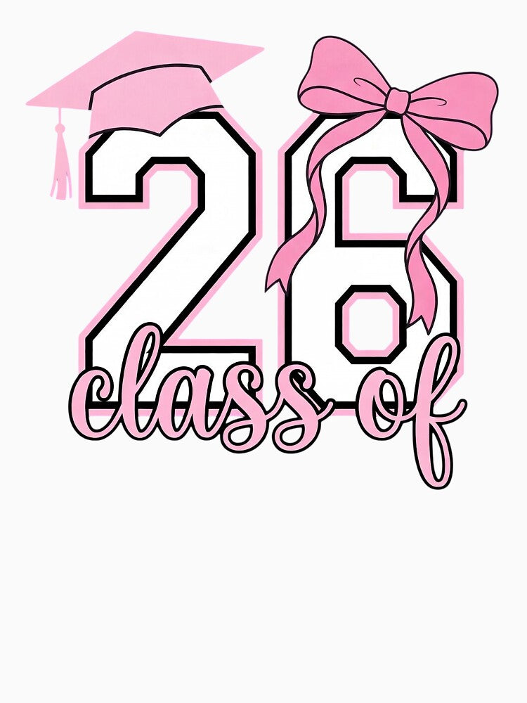 Pink Coquette Bow Class of 2026 Senior Girls Graduation by clothesy7