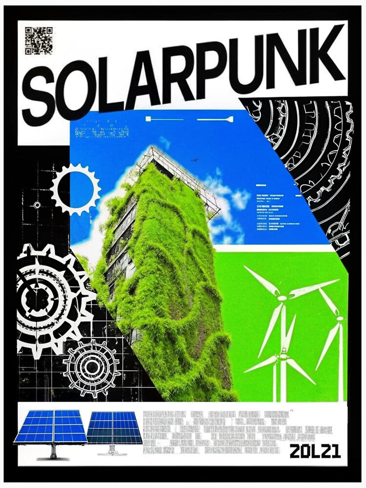 Solarpunk: Ivy-Covered Skyscraper and Wind Turbines by Raw-Ink