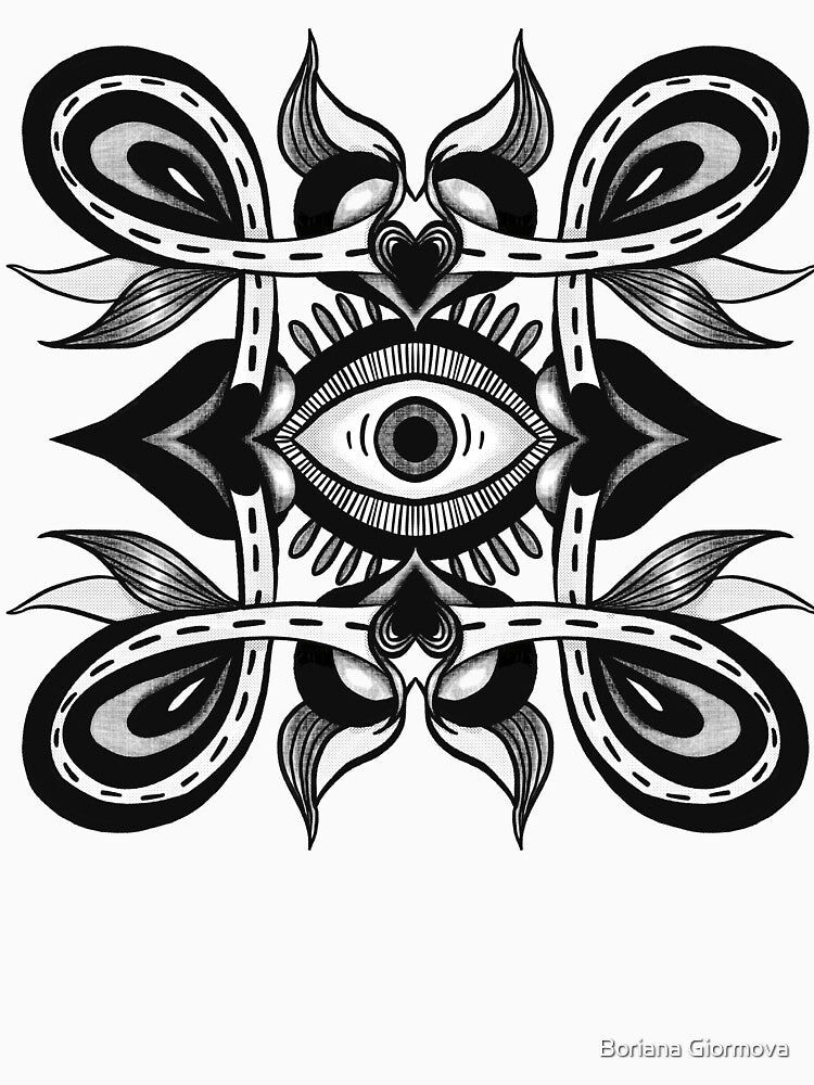 Trippy Monochrome Eye - Black and White Weirdcore Art by Boriana Giormova