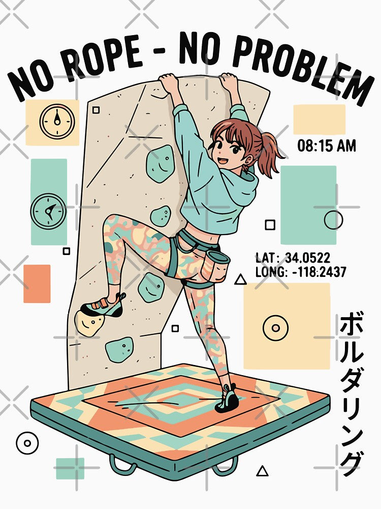 No Rope No Problem Bouldering Climber Fun by LuminOrb