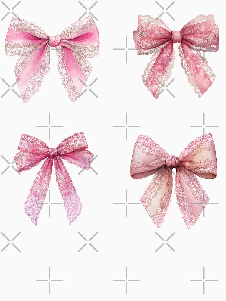 Mini Pink lace bows sticker pack by MendaciousMina