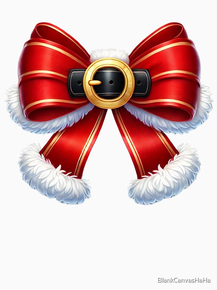 Festive Red Santa Bow with Belt Buckle – Christmas Holiday Tee Design by BlankCanvasHaHa