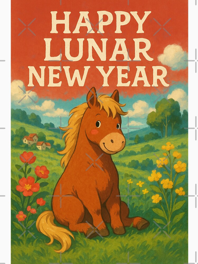 Cheerful Lunar New Year Card with Smiling Horse by Aryabek