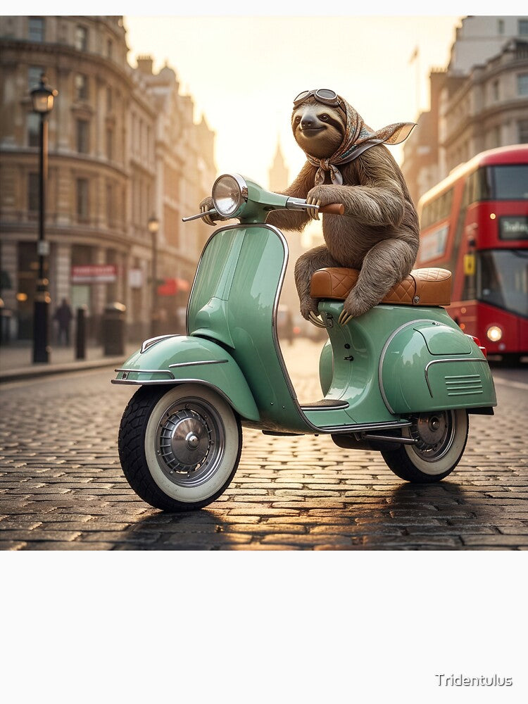 Sloth Tools Around London on Snazzy Scooter by Tridentulus