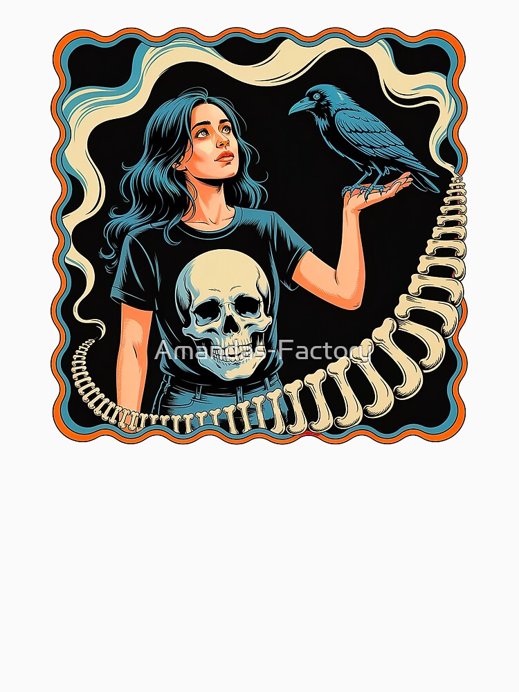 Skull Woman Gothic Psychedelic Art with Spine Design by Amanda's Factory