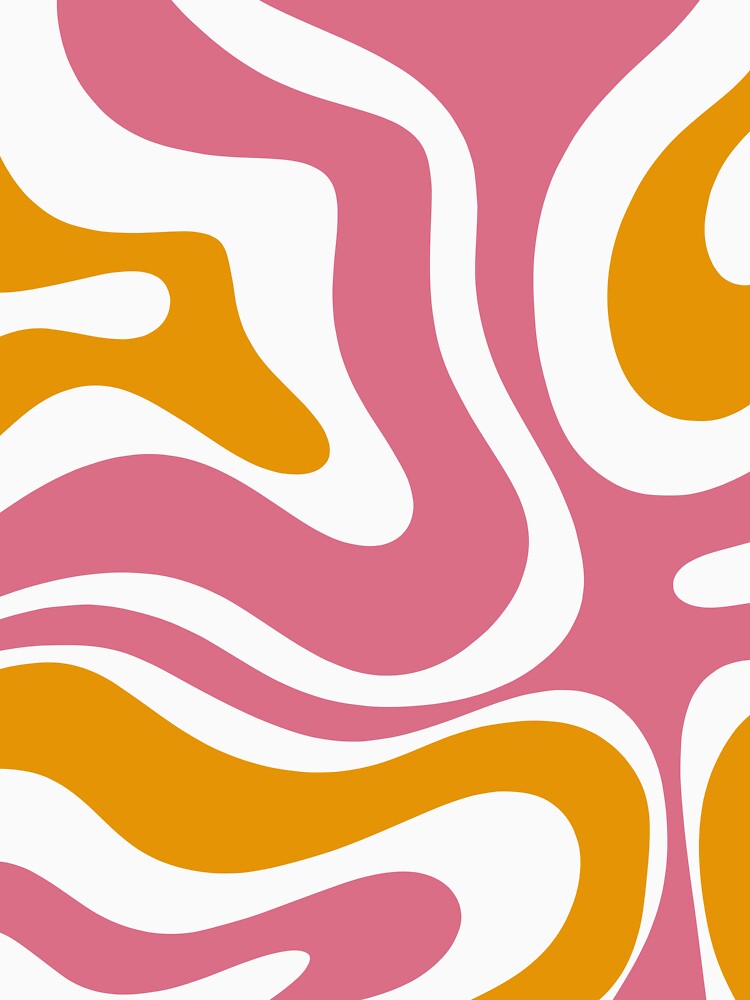 Modern Retro Liquid Swirl Abstract Pattern Square in Thulian Pink, Orange Ochre, and Cream by kierkegaard