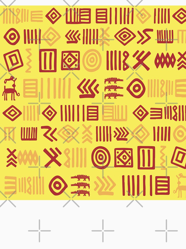 Authentic Bogolan Pattern - Yellow Tribal Art by Wolagno
