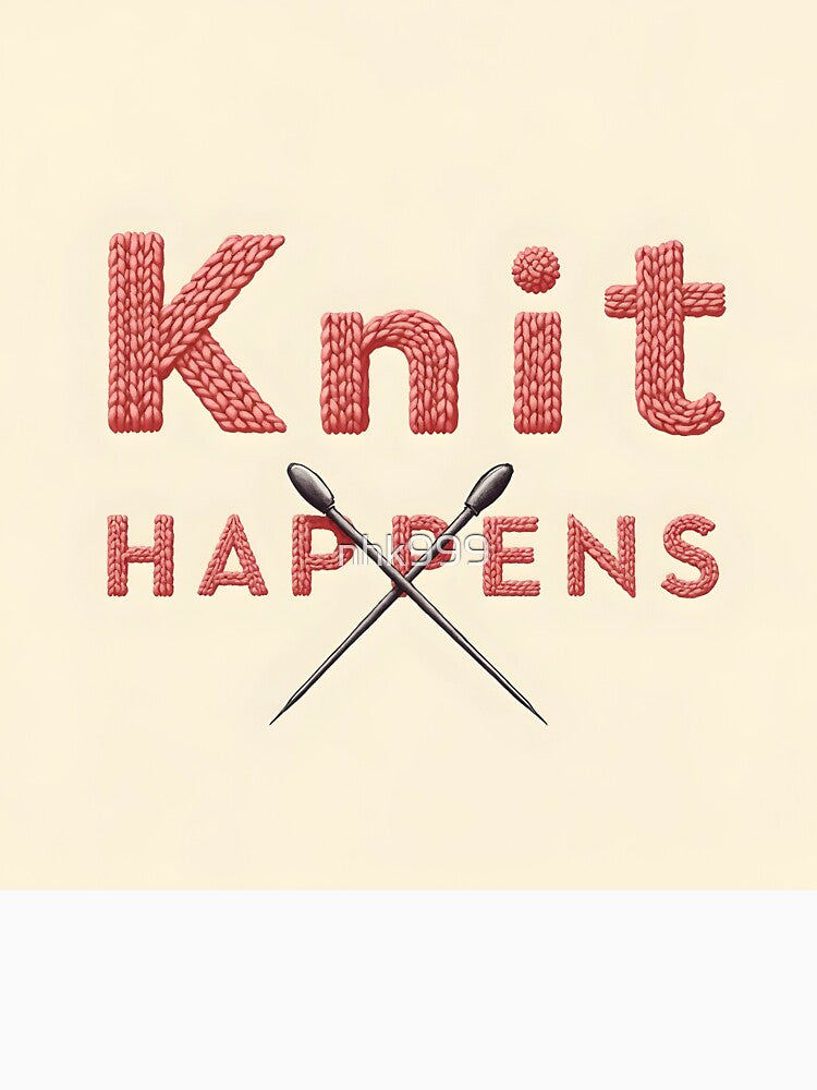 Knit Happens – Minimalist Yarn Humor Design by nhk999