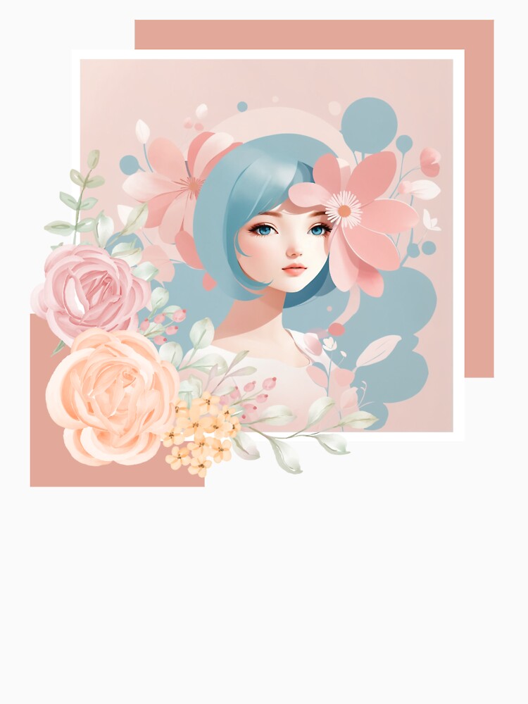 Beautiful woman with babyblue hair, pastel tones by Piano-pn