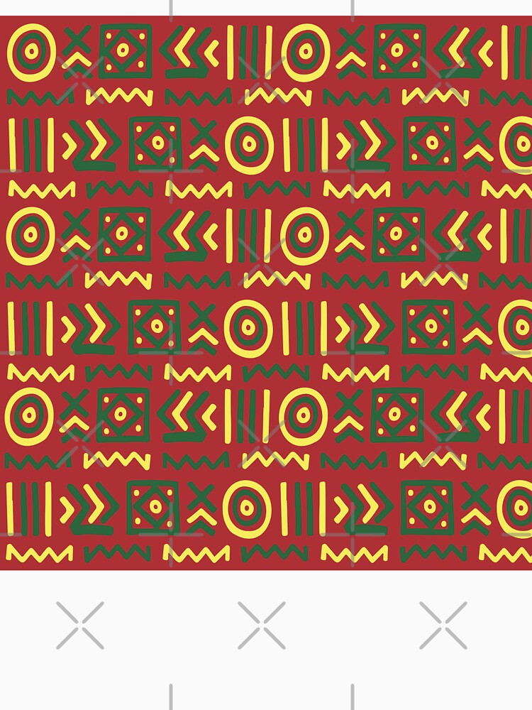 Authentic Bogolan pattern yellow red green by Wolagno