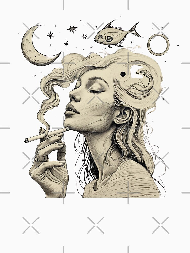 Surreal Cosmic Woman – Dreamy Celestial Smoke Art by MOTAS FASHION