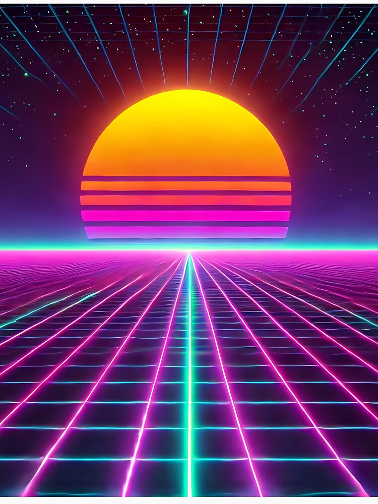 Neon Sunset Over Virtual Horizon in the Retro 80s by ElmoCreates