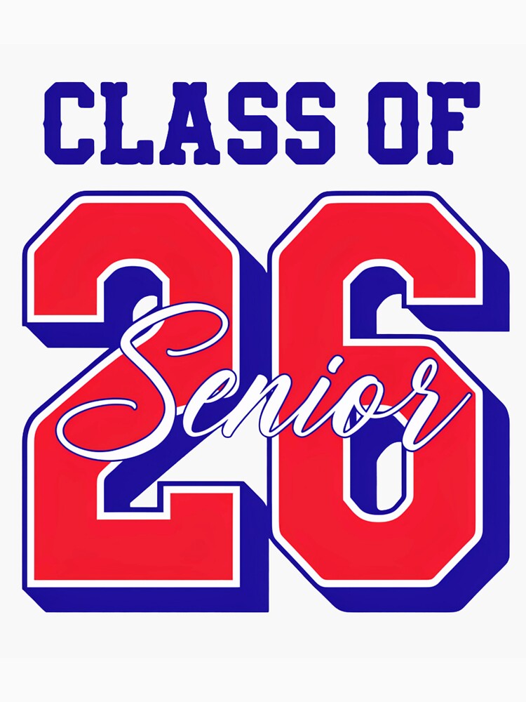 Class of 26 Senior Graduation Bold Red & Blue Typography Design by Zyynpixel