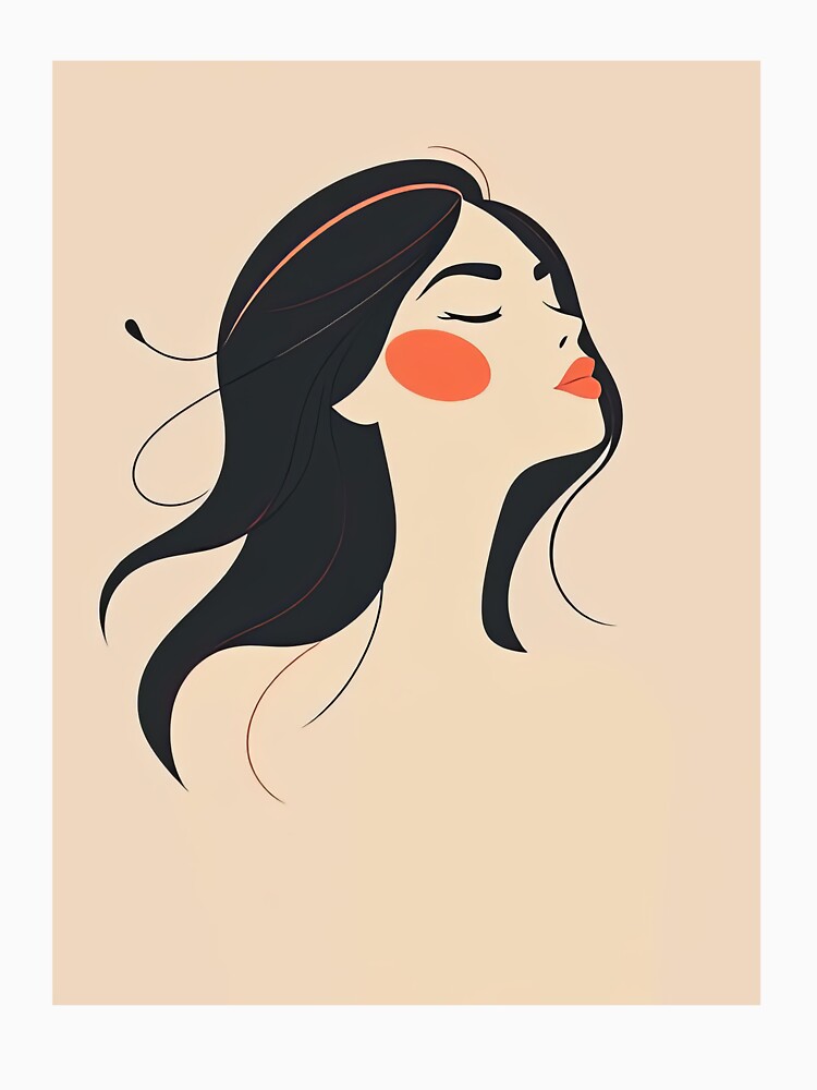 Dreamy Minimalist Woman with Flowing Hair – Modern Portrait Line Art by SpeckAndLook