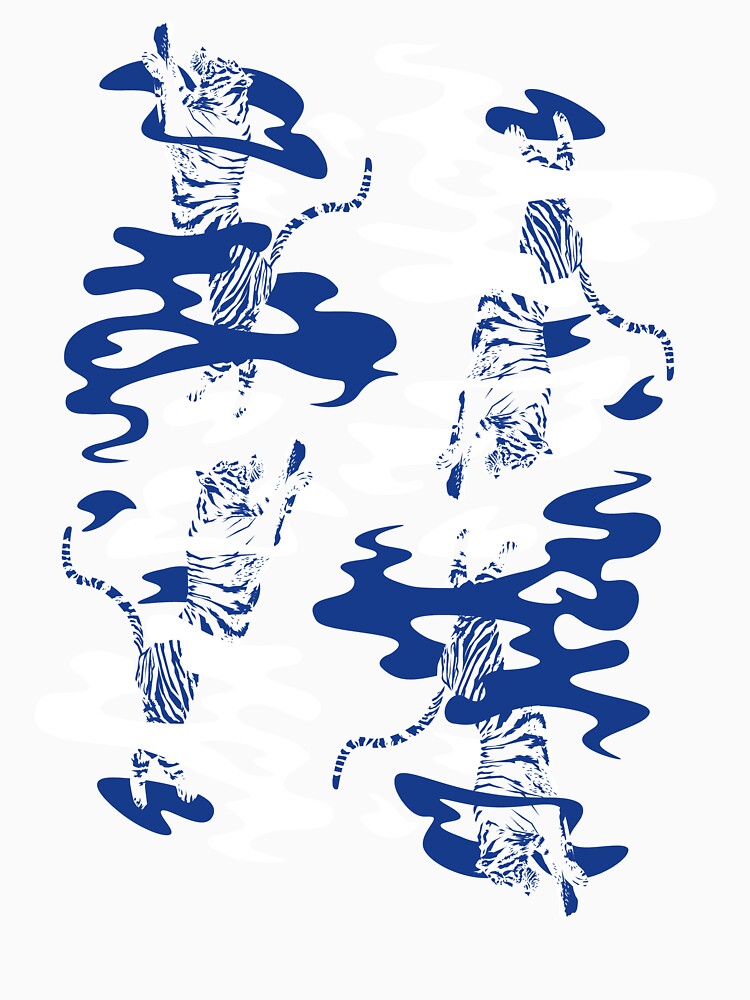 Four tigers surrounded by smoke (blue edition) by Juliette Lancien