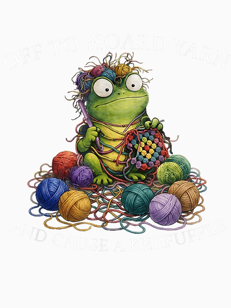 Funny Yarn Lover Frog Crochet Knitting Retro Craft Design by kiralynstration