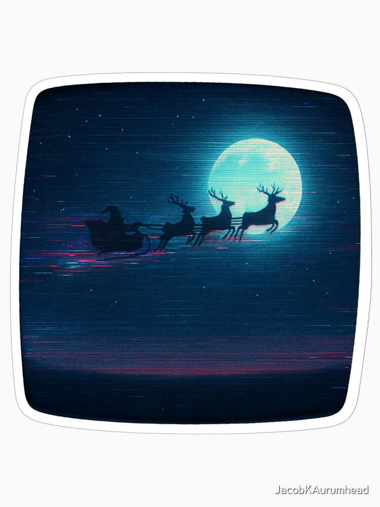 Glitched Xmas CRT – Sleigh in Moonlight – Analog Glitch Nostalgia by JacobKAurumhead