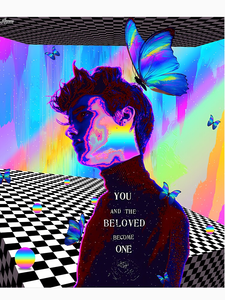 Here And Now Trippy Butterfly Vaporwave Poster by lrdvvwzvhv57