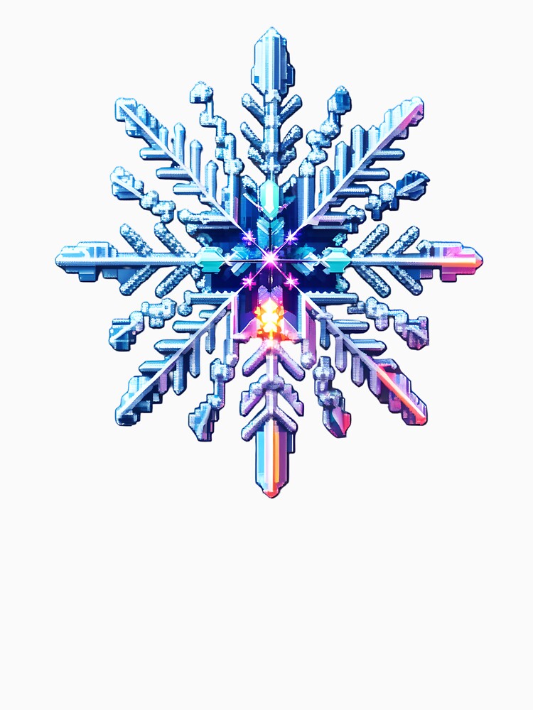 Cute Pixel Detailed Snowflake Crystal with Bright Highlights by BankMano