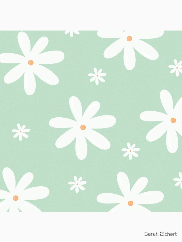 Y2K Danish Pastel Green Daisy Flower Pattern by Sarah Eichert