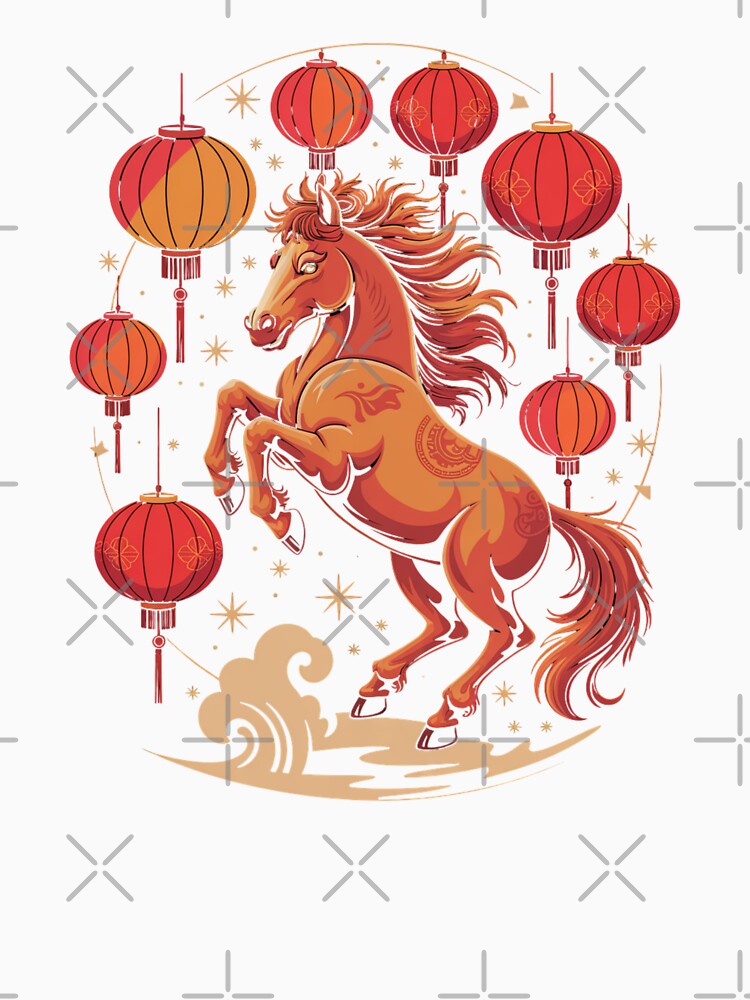 2026 Year of the Horse Red Lanterns Chinese Zodiac Design by Gogetgiggles