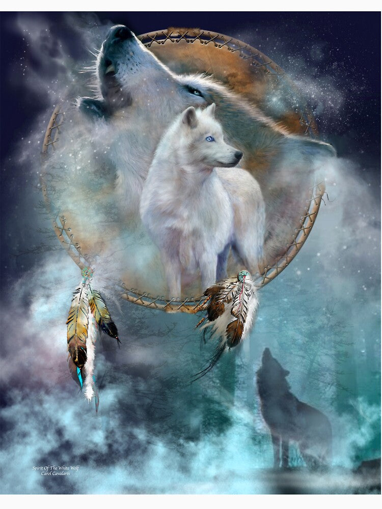 Dream Catcher - Spirit Of The White Wolf by Carol  Cavalaris