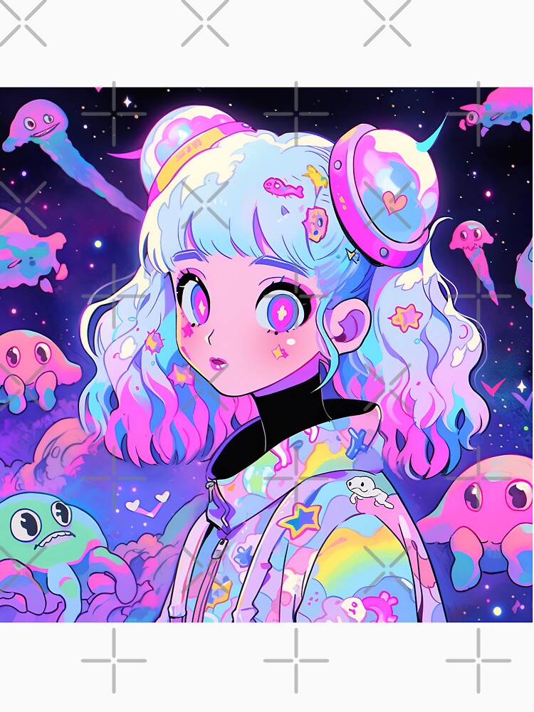 Anime Girl in Space with Strange Creatures by bubblegoth