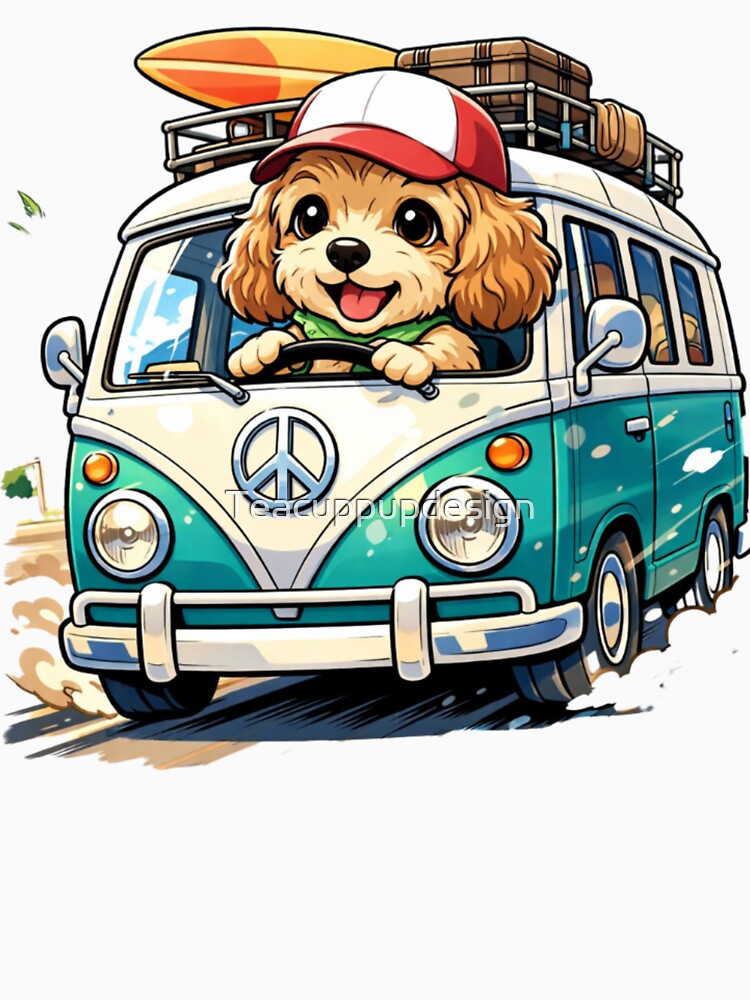 Road trip Pup – Retro Camper Van Adventure Dog by Teacuppupdesign