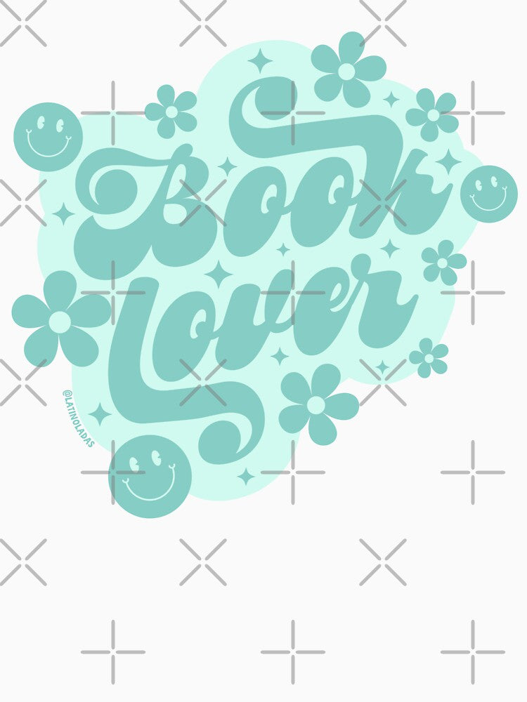 Book Lover / Smiley Faces Groovy Daisies Flowers in Pastel Blue Bookish Quotes Bibliophile Aesthetic Gifts Cute Kindle Grumpy Sunshine Tbr by Latinoladas