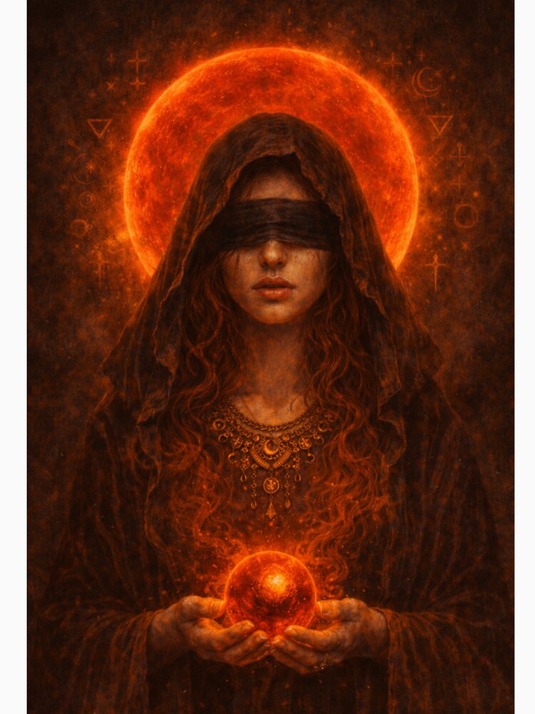 Blind Seer – Dark Occult Goddess with Burning Sun Aura by TheLoopStories