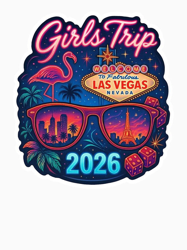 Girls Trip LAS VEGAS 2026 Sticker – Retro Neon Travel Design by CoachEkong