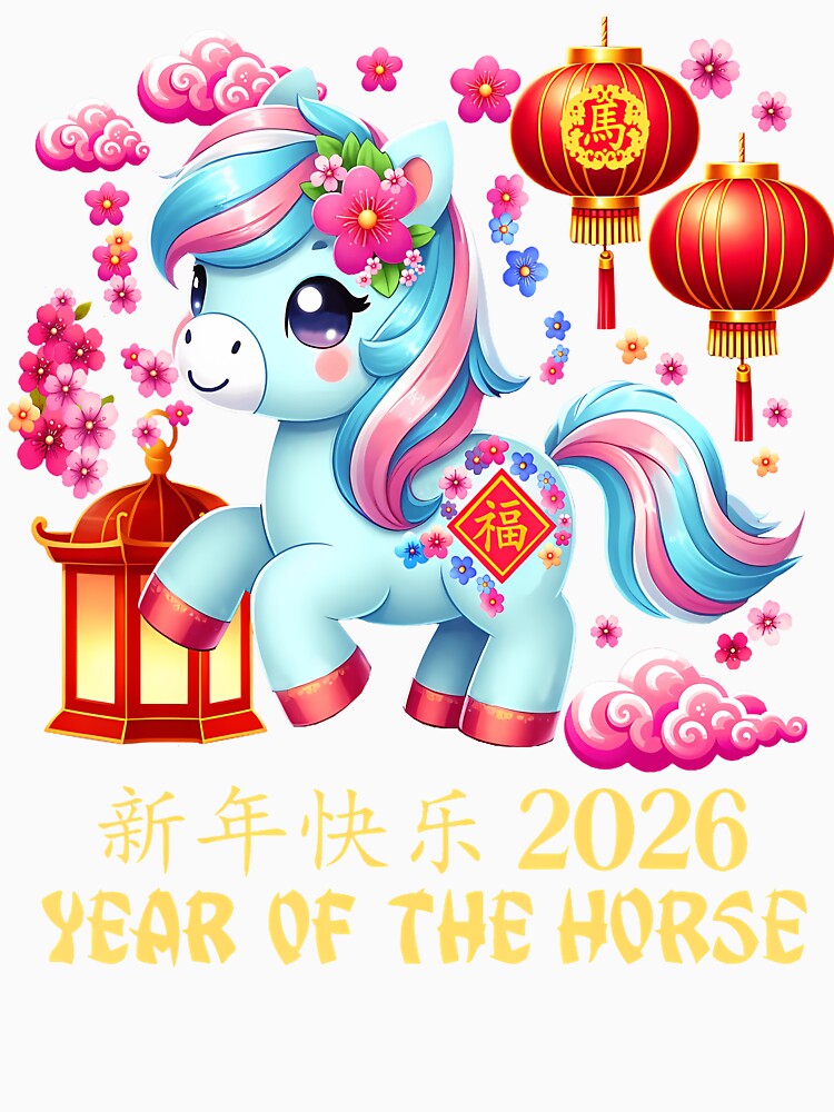 Year Of Horse Lucky Chinese Lunar New Year Zodiac 2026 Red by GraceShelley