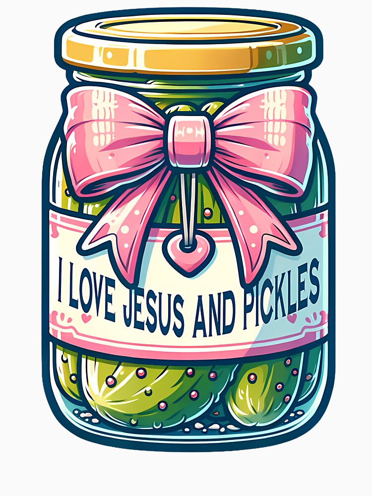 I Love Jesus And Pickles With Cute Coquette Bow Aesthetic by TaraAnnie