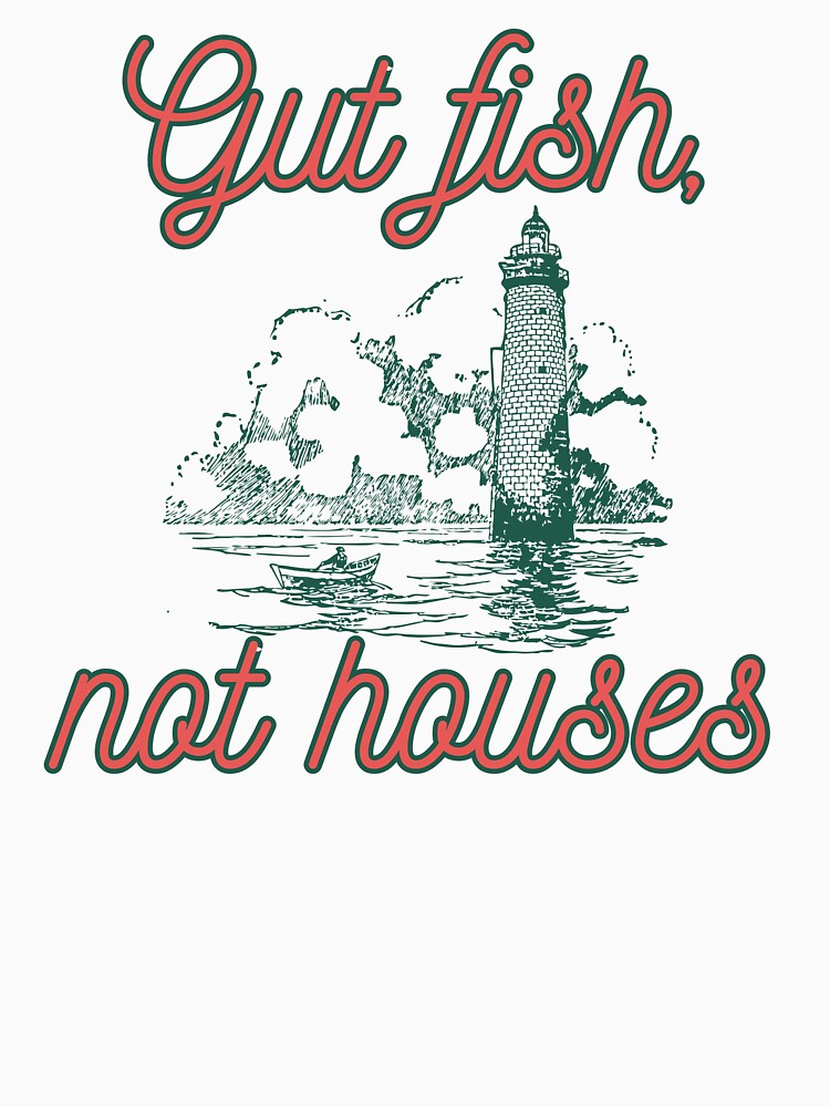 Cream Green Vintage Coastal Breeze Gut Fish, Not Houses Coastal Conservation by faridman