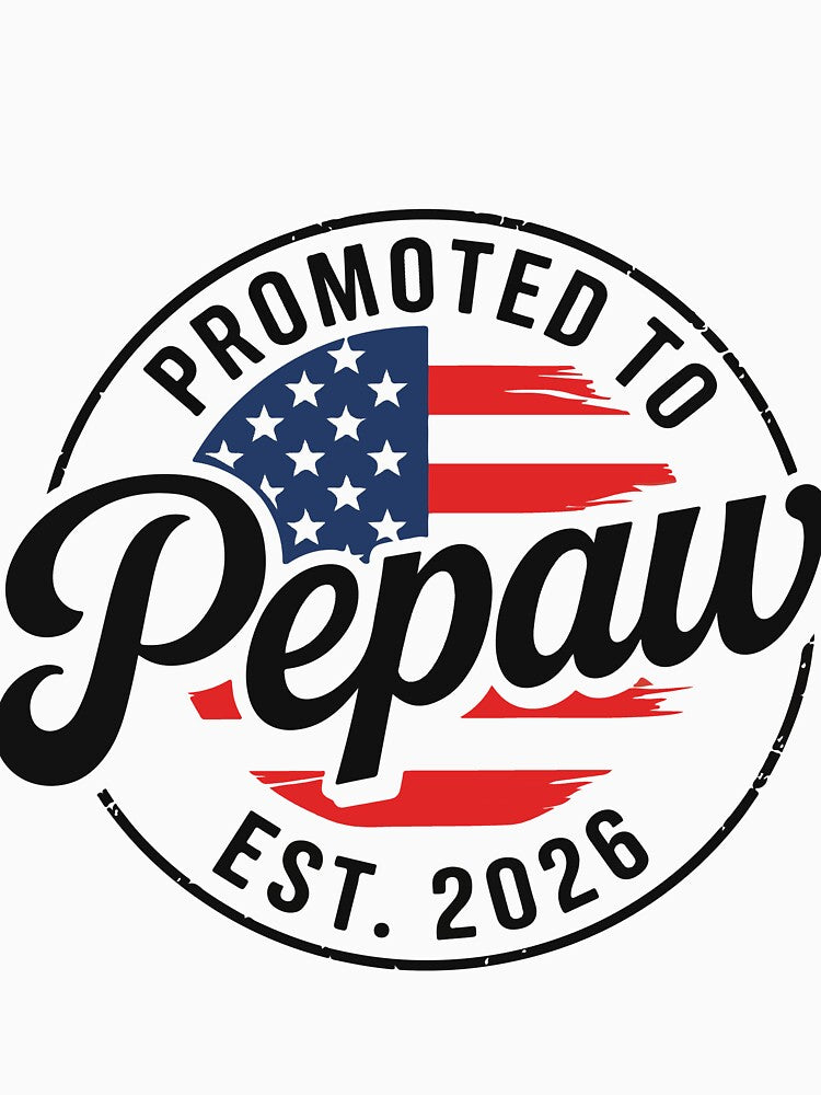 Promoted to Pepaw 2026 Grandpa to Be Gift Funny Soon to Be Grandpa USA Flag by kiralynstration