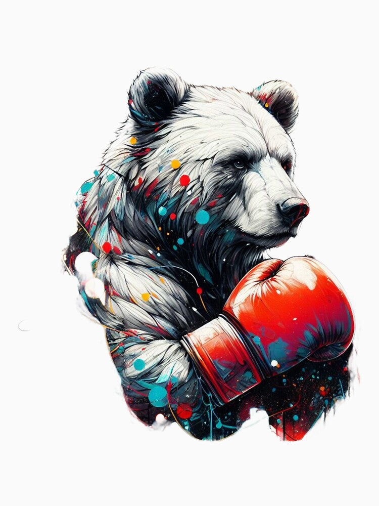 Boxing Bear Red Gloves Colorful Dots by Martial-Art-23