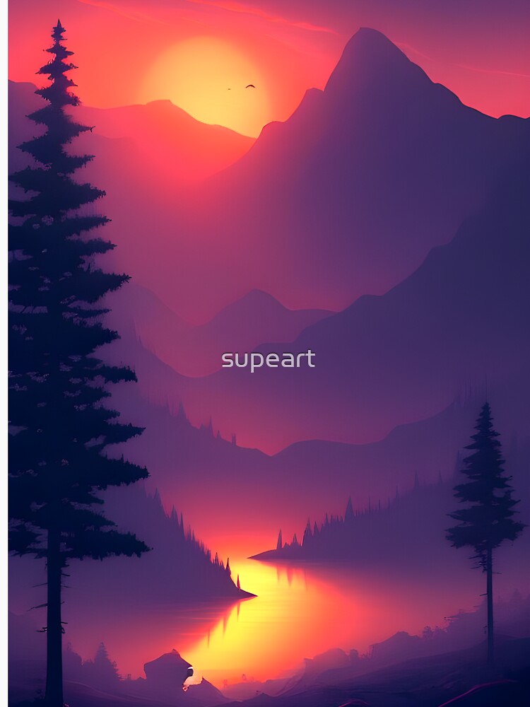 Find Your Perfect Minimalist Landscape Mountain Trees Print: From Art to Home Decor by supeart