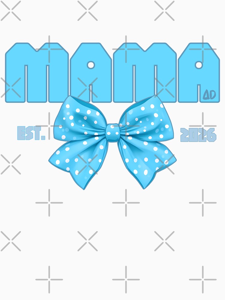 Mama Est 2026 Blue Varsity Typography with Polka Dot Bow Graphic by DesignArtist.ia