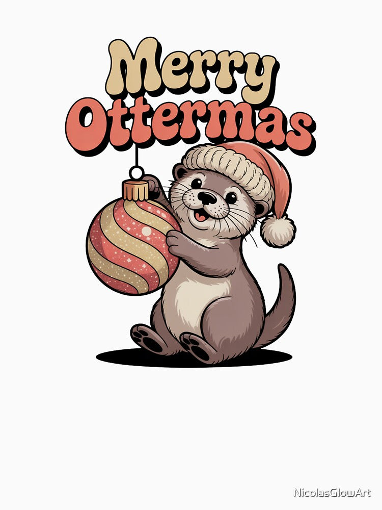Merry Ottermas | Sticker, T-Shirt by NicolasGlowArt