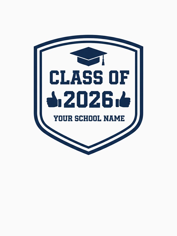 Class of 2026 Graduation Badge – Senior 2026 Cap & Shield Design – Custom School Name Grad Gift by YK SHOP