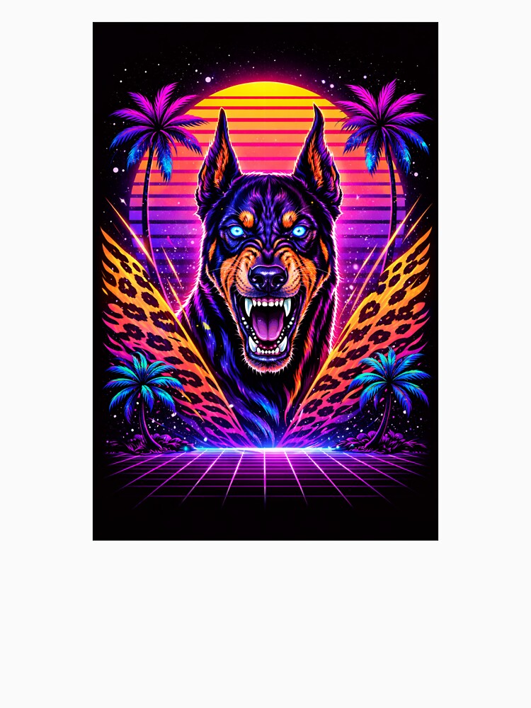 Neon Doberman – Synthwave Retro 80s Cyberpunk Predator by Fleetwood1994