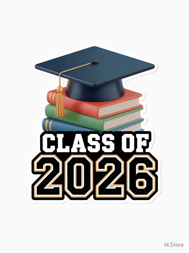 Class of 2026 Graduation - Books and Cap Aesthetic Sticker by M.Store