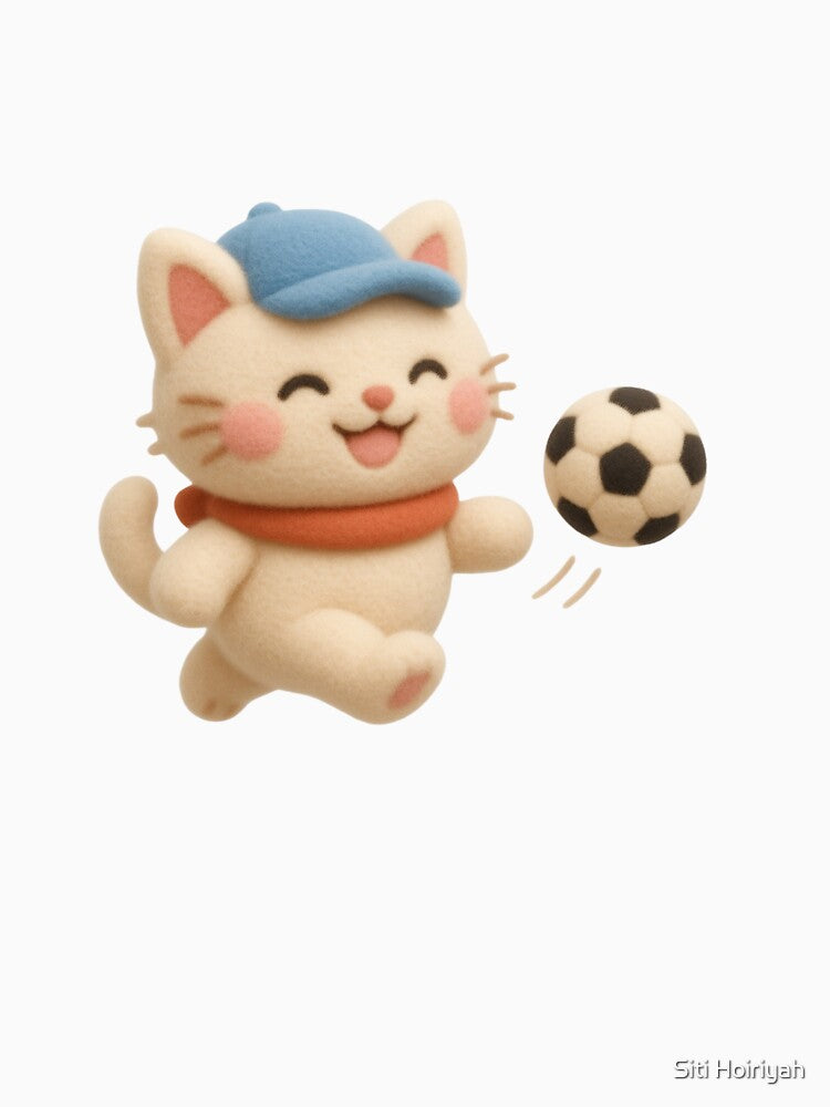 Cute Soccer Cat Kawaii Animal Sticker by Siti Hoiriyah